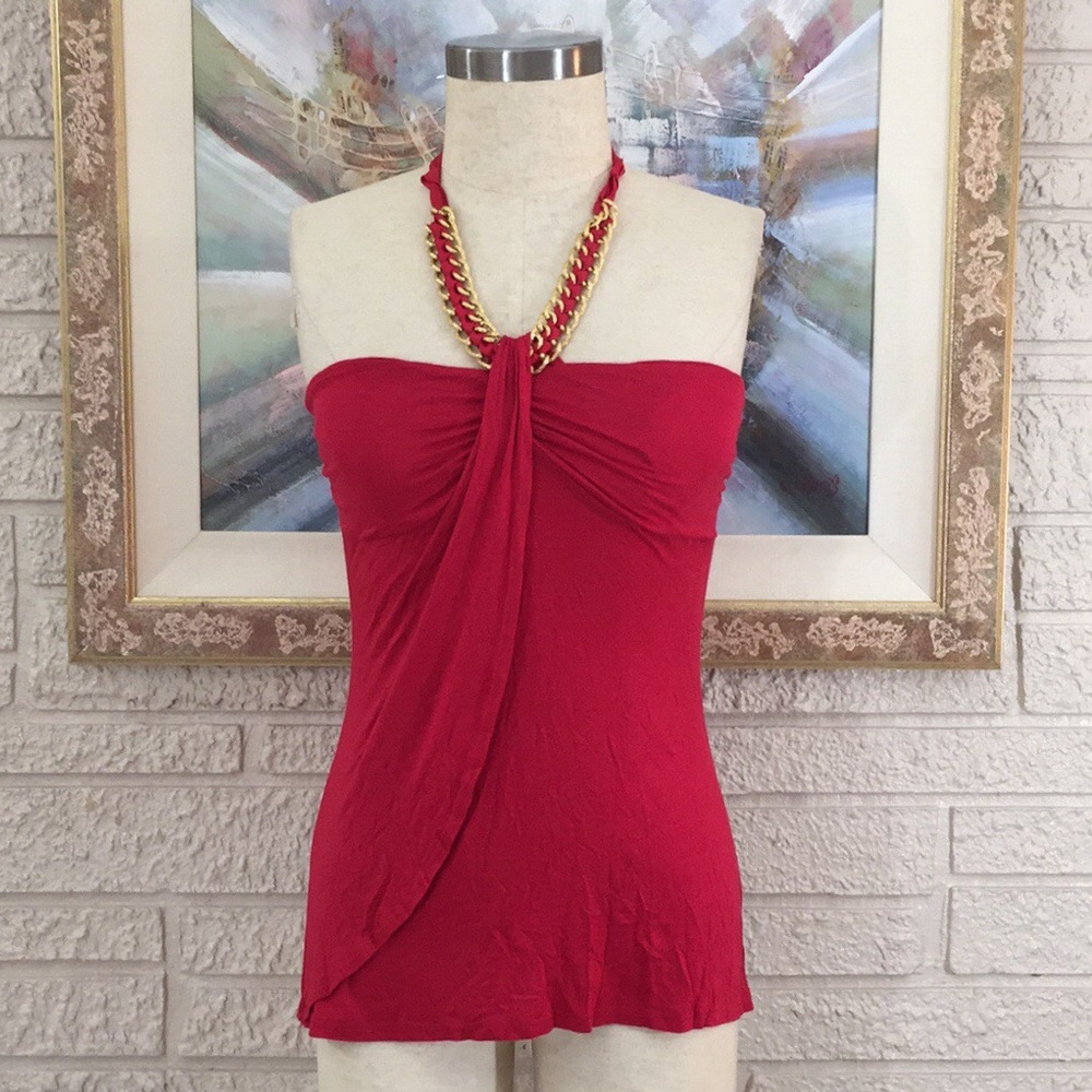 🌹Fiona & Purple Gold Tone Link Chain Halter Top